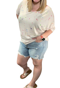 Judy Blue - Rainbow Paint Splash Destroy Shorts