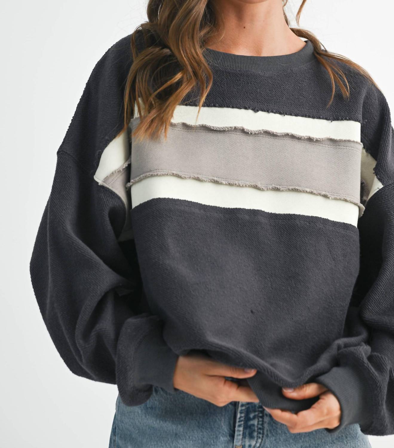 AEMI + CO Winnie Crew Sweatshirt in charcoal - women's top - view 5
