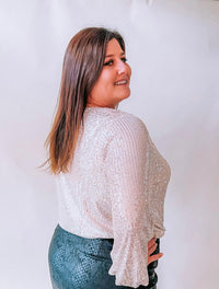 Gilli - Plus Size Sequin Long-sleeve Bodysuit