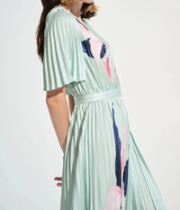 Joseph Ribkoff - Floral Pleated Satin Maxi Dress