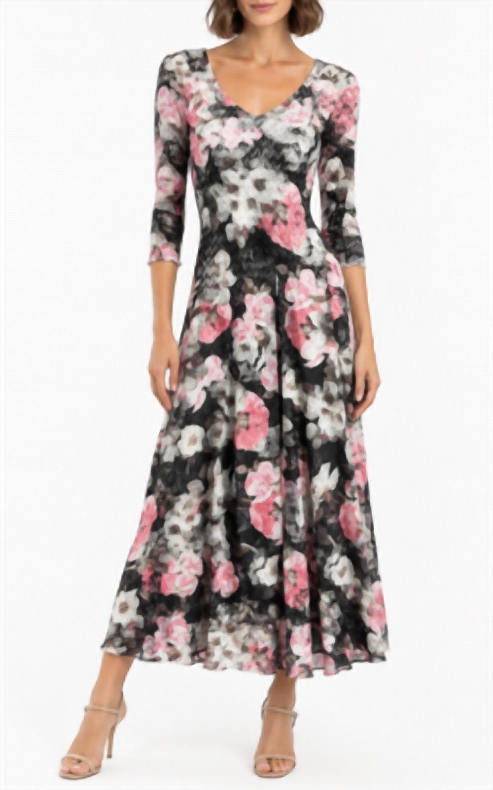 Komarov - Long Sleeve V Neck Dress