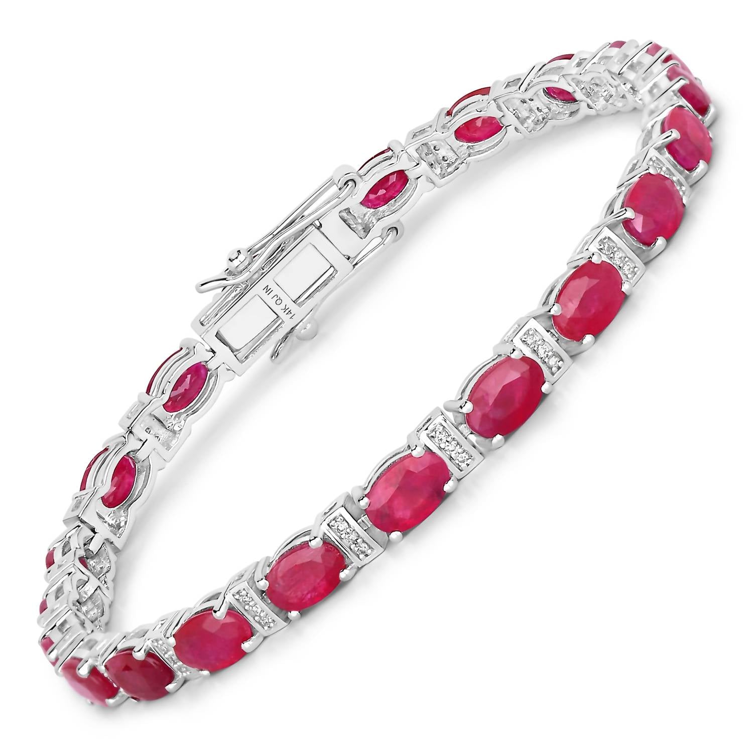 Diana M Jewels Women's Oval Natural Mozambique Ruby Bracelet (11.14 Ct) - Luxe in 14k white gold - women's jewelry