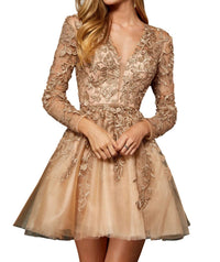 Sherri Hill - Long-sleeve Cocktail Dress