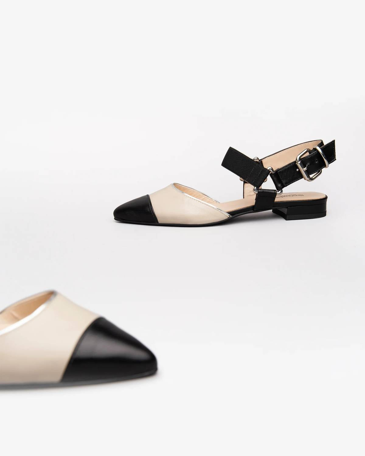 NeroGiardini Women's Buckle Strap Flat in nero ivory - women's flats - alternate view