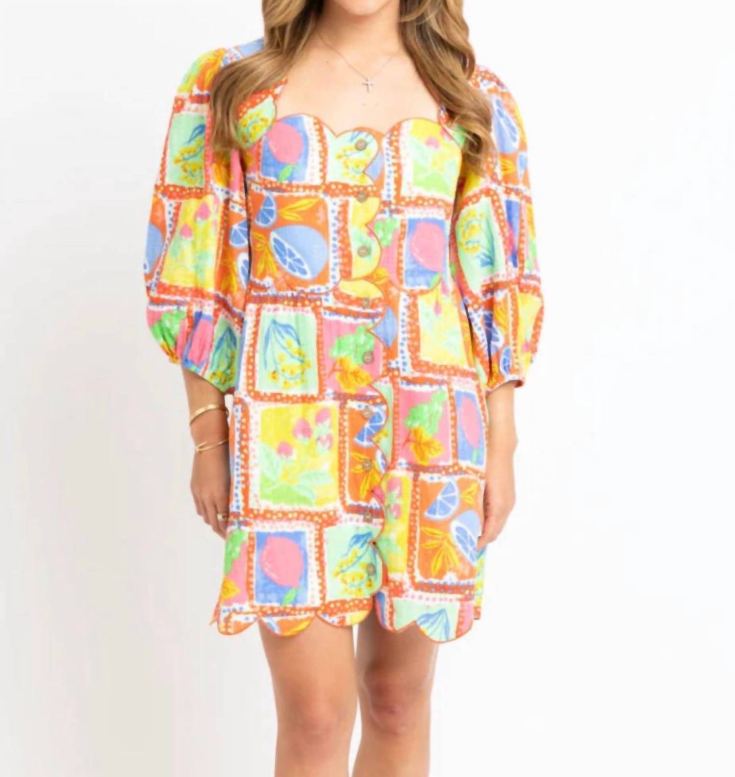 Karlie - Fruit Gauze Scallop Dress