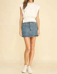 Pinch - Cap Sleeve Sweater with Tie Detail
