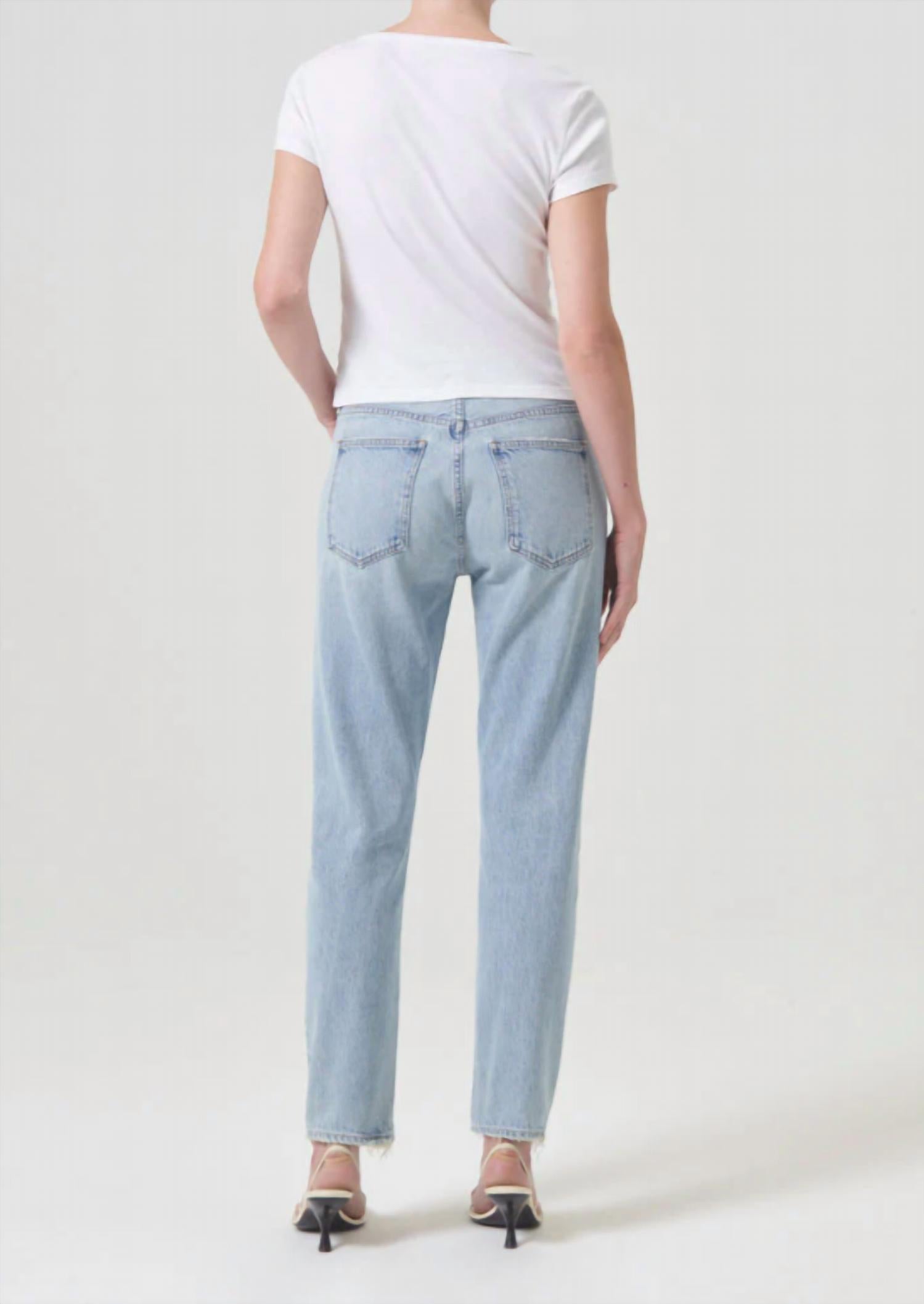 AGOLDE Women's Austin Mid Rise Tapered Slim Jean in lost - women's jeans - detail view