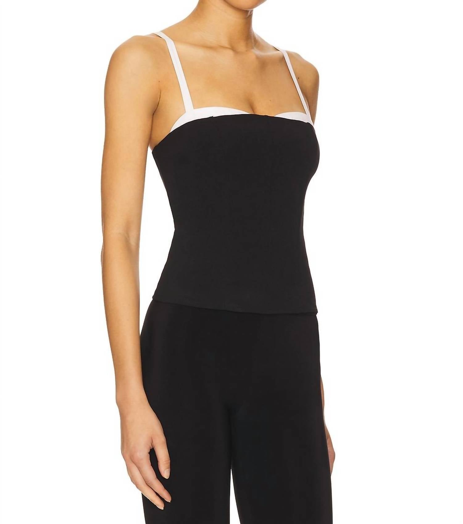 Show Me Your Mumu Tiff Corset-inspired Top in black white - women's tank top - alternate view