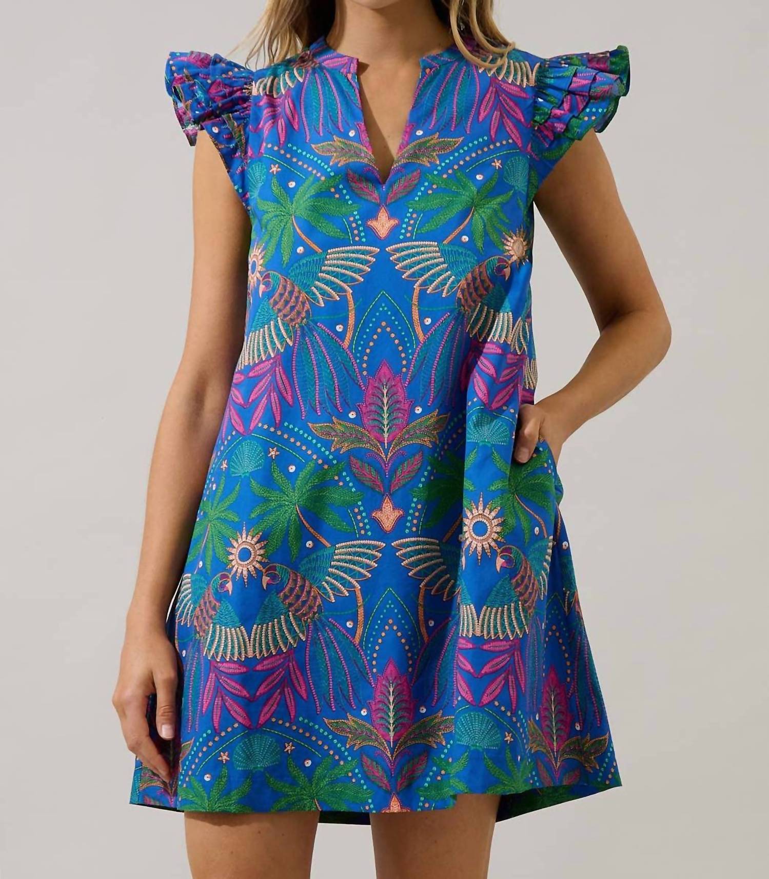 Sugarlips - Yori Tropical Evalyn Ruffle Mini Dress