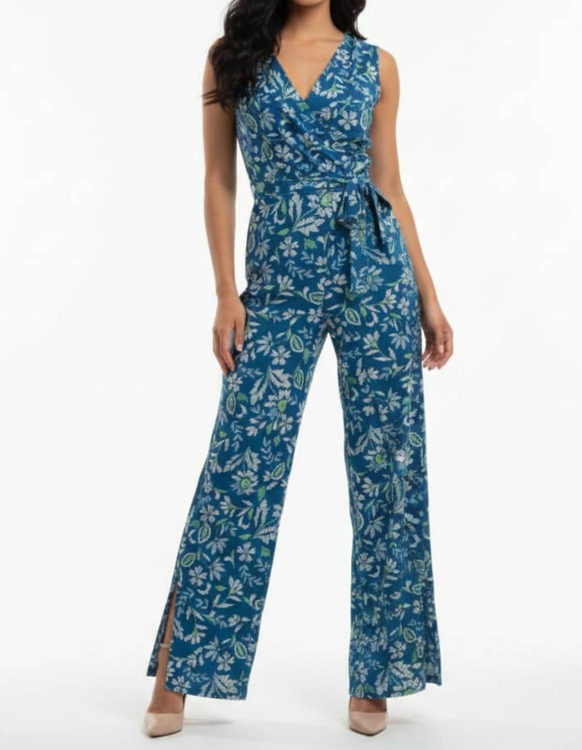 London Times - Floral Print Sleeveless Jumpsuit