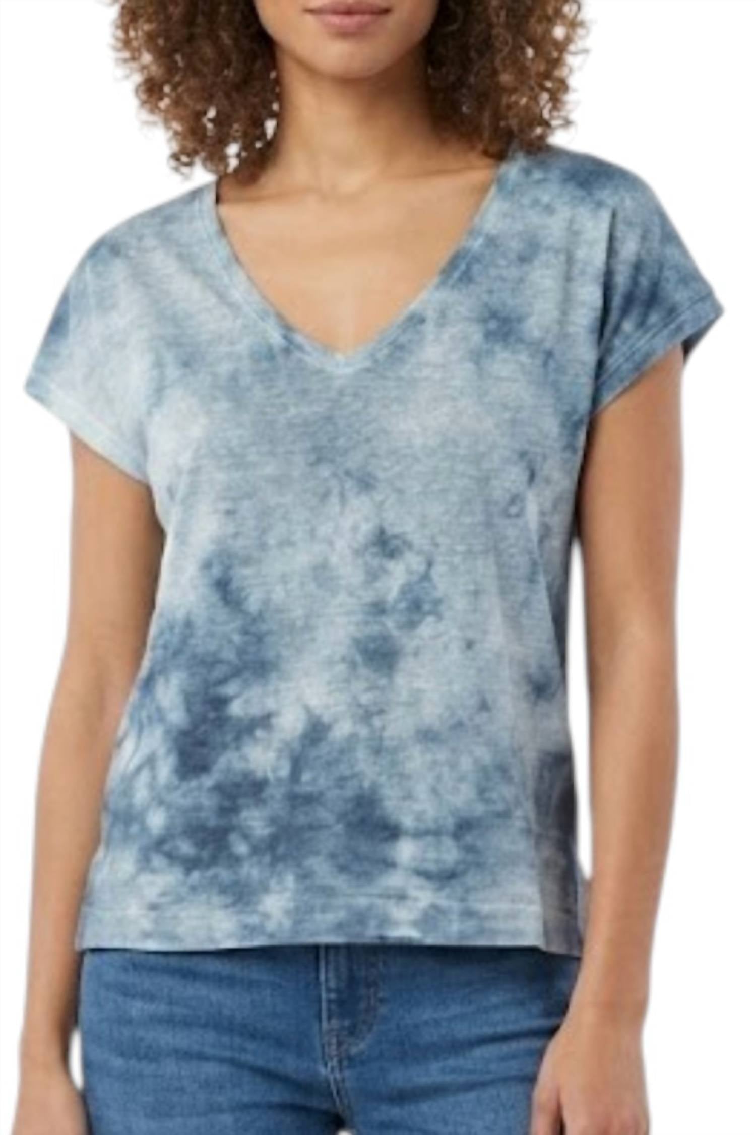 Avant Toi - Hand Painted Linen V Neck Tee With Shade Effect