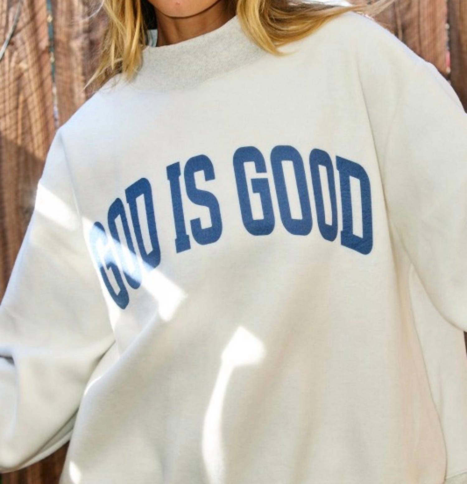 Bucketlist - Reversible Jesus-God is Good crewneck sweatshirt