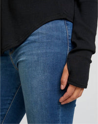 Chaser - Waffle Double V Neck Long Sleeve Top