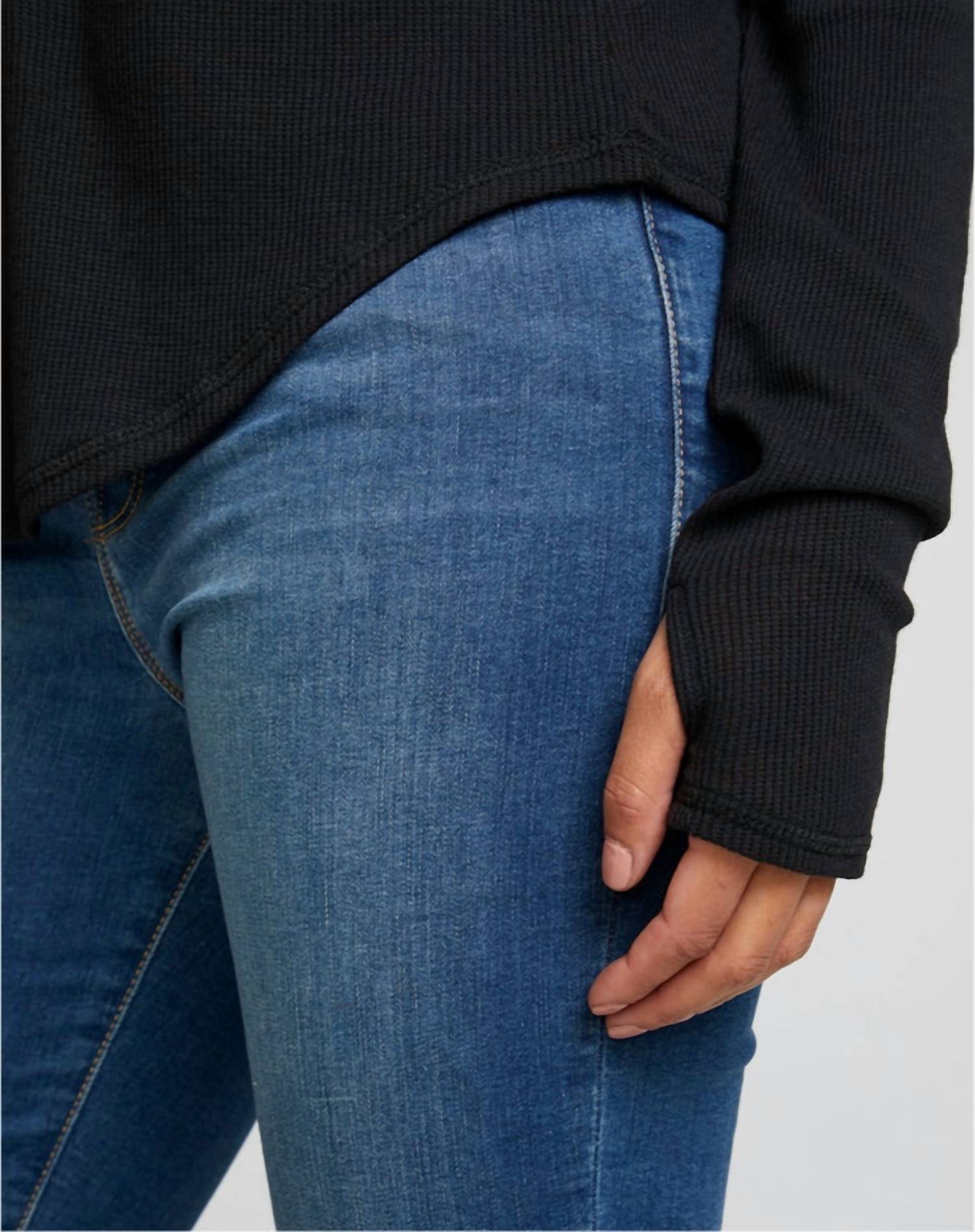 Chaser - Waffle Double V Neck Long Sleeve Top