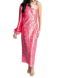Karlie Floral One Shoulder Maxi Dress in pink - women's dress