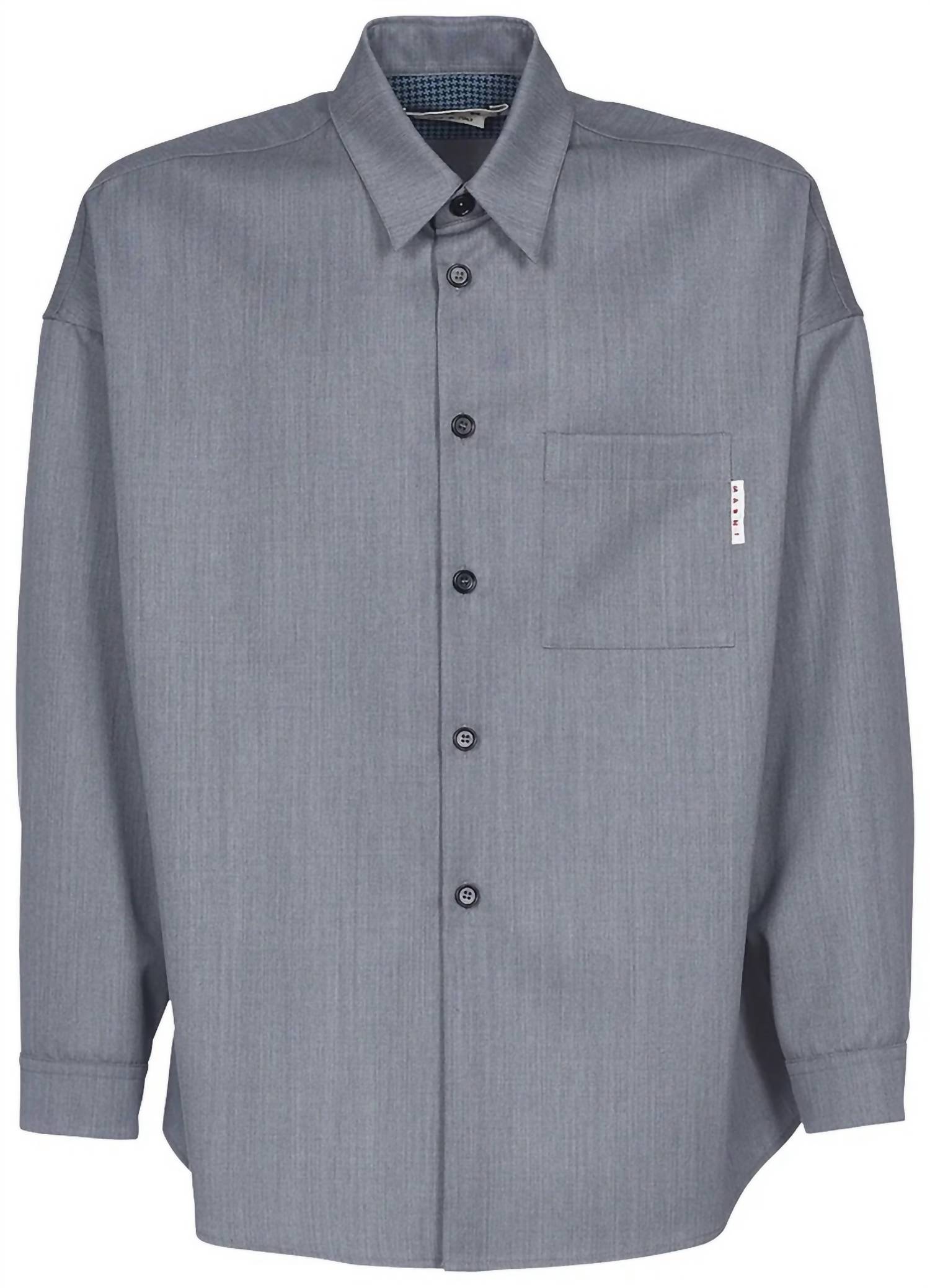MARNI Men's Button Down Long Sleeve Shirt in gray - men's shirt