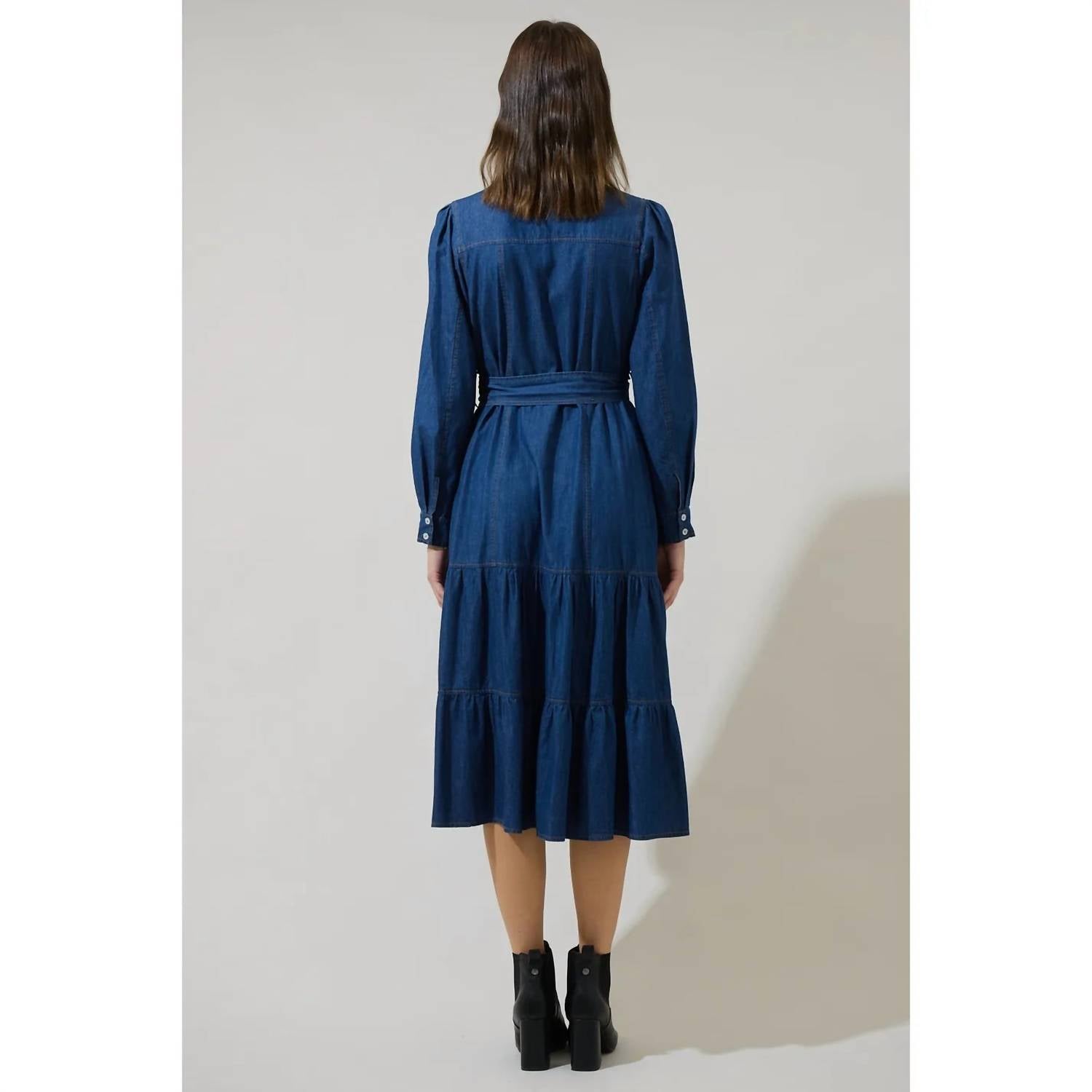 Sugarlips - Skylah Denim Tiered Midi Dress