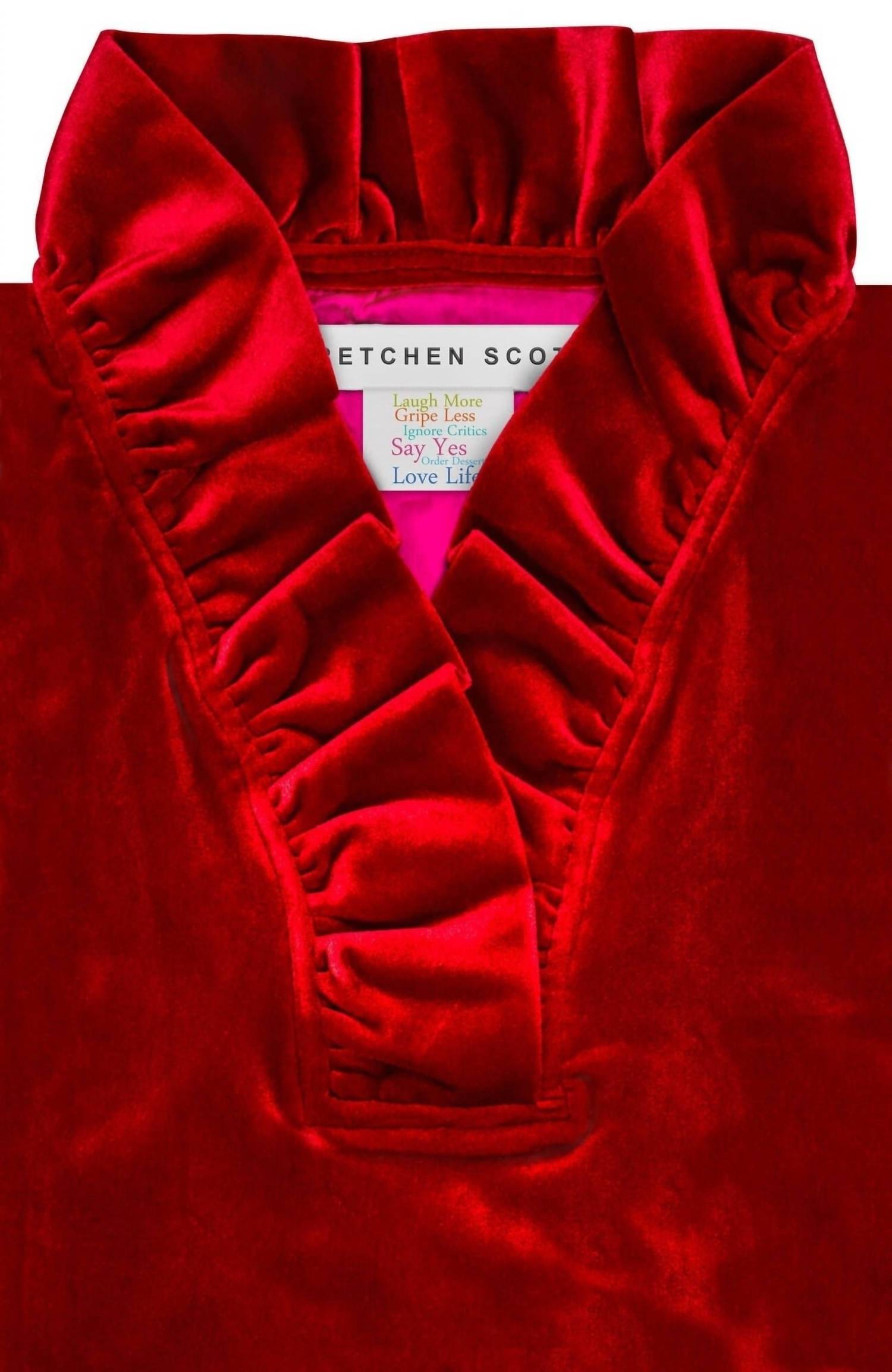 GRETCHEN SCOTT Ruffneck Mini Dress in silky velvet red 1 - women's dress - view 6