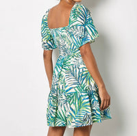 Apricot - Palm Print Cotton Broderie Mini Dress