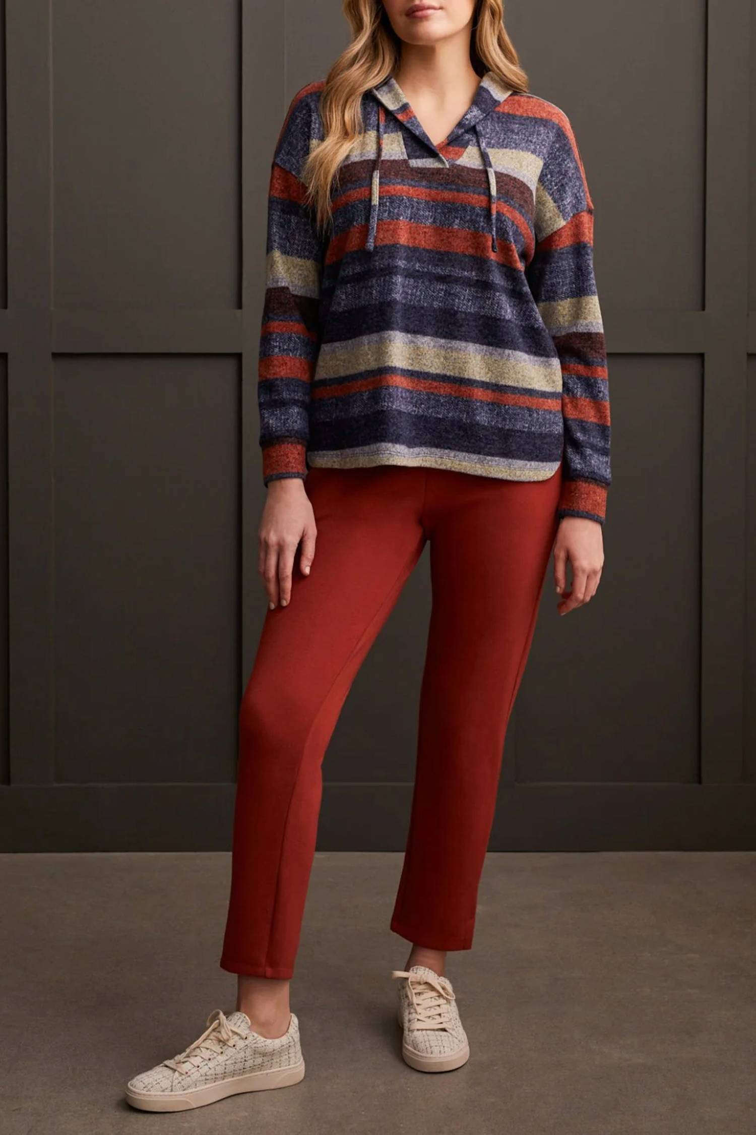 Tribal - Stripe Cowl Neck Pullover