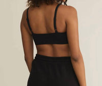 Z Supply Luxe Scoopneck Bralette in black - women's intimate - detail view