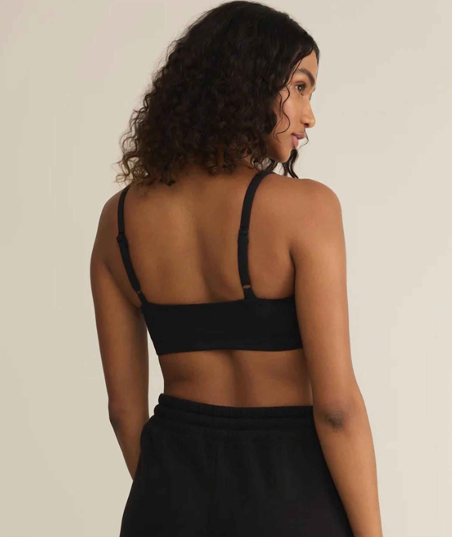 Z Supply Luxe Scoopneck Bralette in black - women's intimate - alternate view