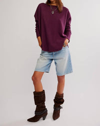 Free People - Latte Blues Solid Thermal Sweater