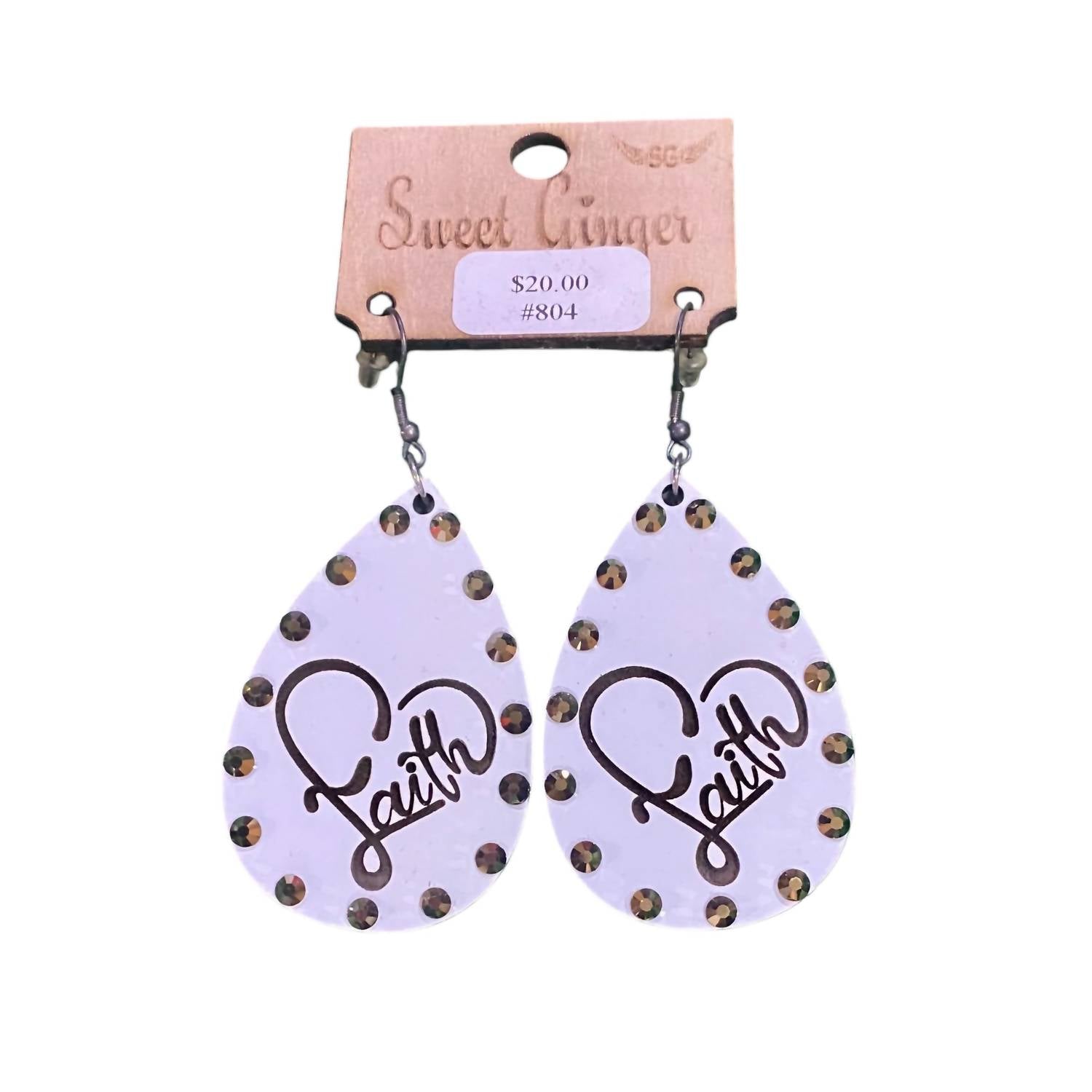 Sweet Ginger - Faith Etched Teardrop Earrings