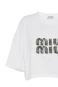 Miu Miu - Women's Embroidered Cotton T-shirt
