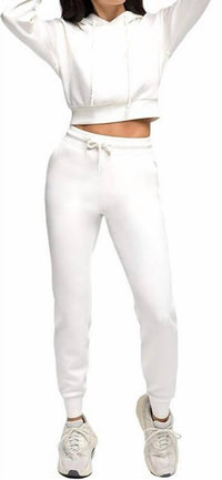 GOOD AMERICAN Boyfriend Scuba Sweatpant in white - women's pants