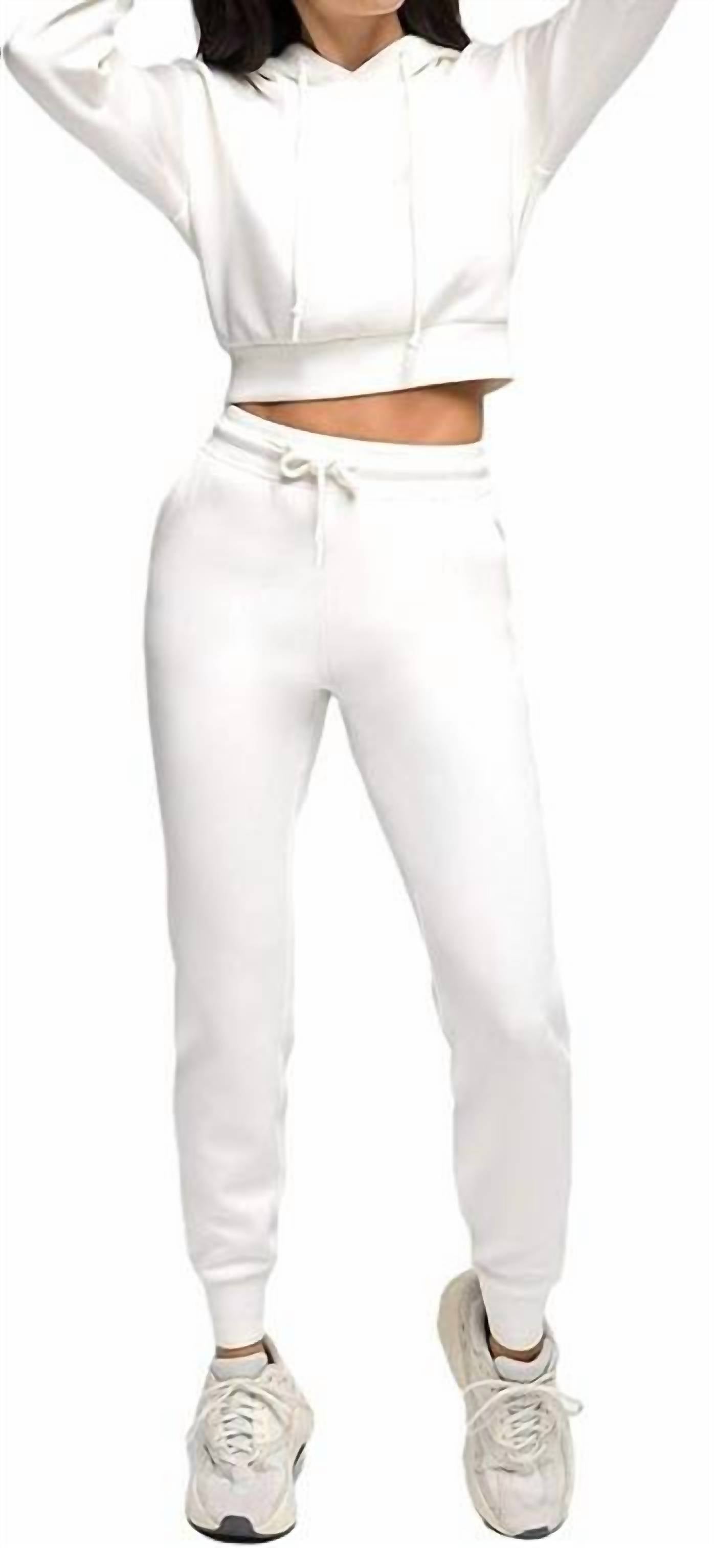 GOOD AMERICAN Boyfriend Scuba Sweatpant in white - women's pants