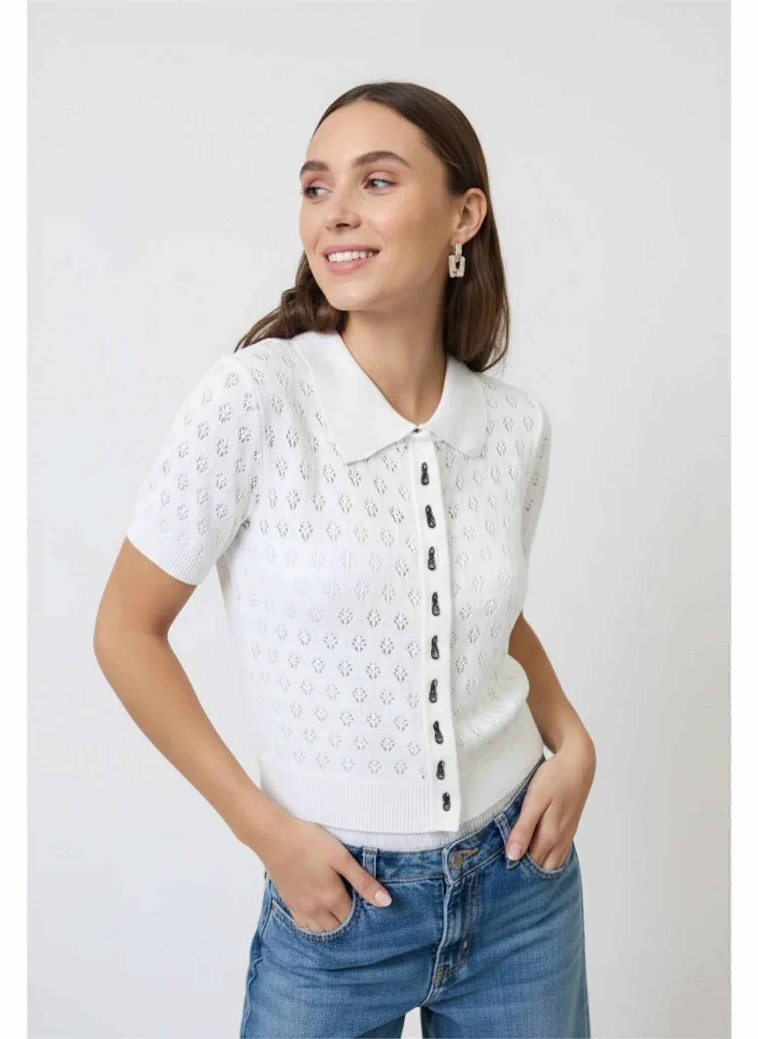Central Park West - Charlie Eyelet Stitch Top