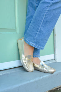 CHARLESTON SHOE CO. Women's Rio Loafer Flats in gold - women's flats - alternate view