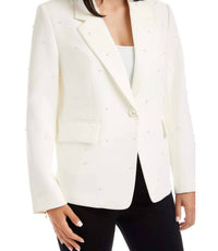 Karen Kane Pearl Embellished Blazer in off white - women's jacket - view 4