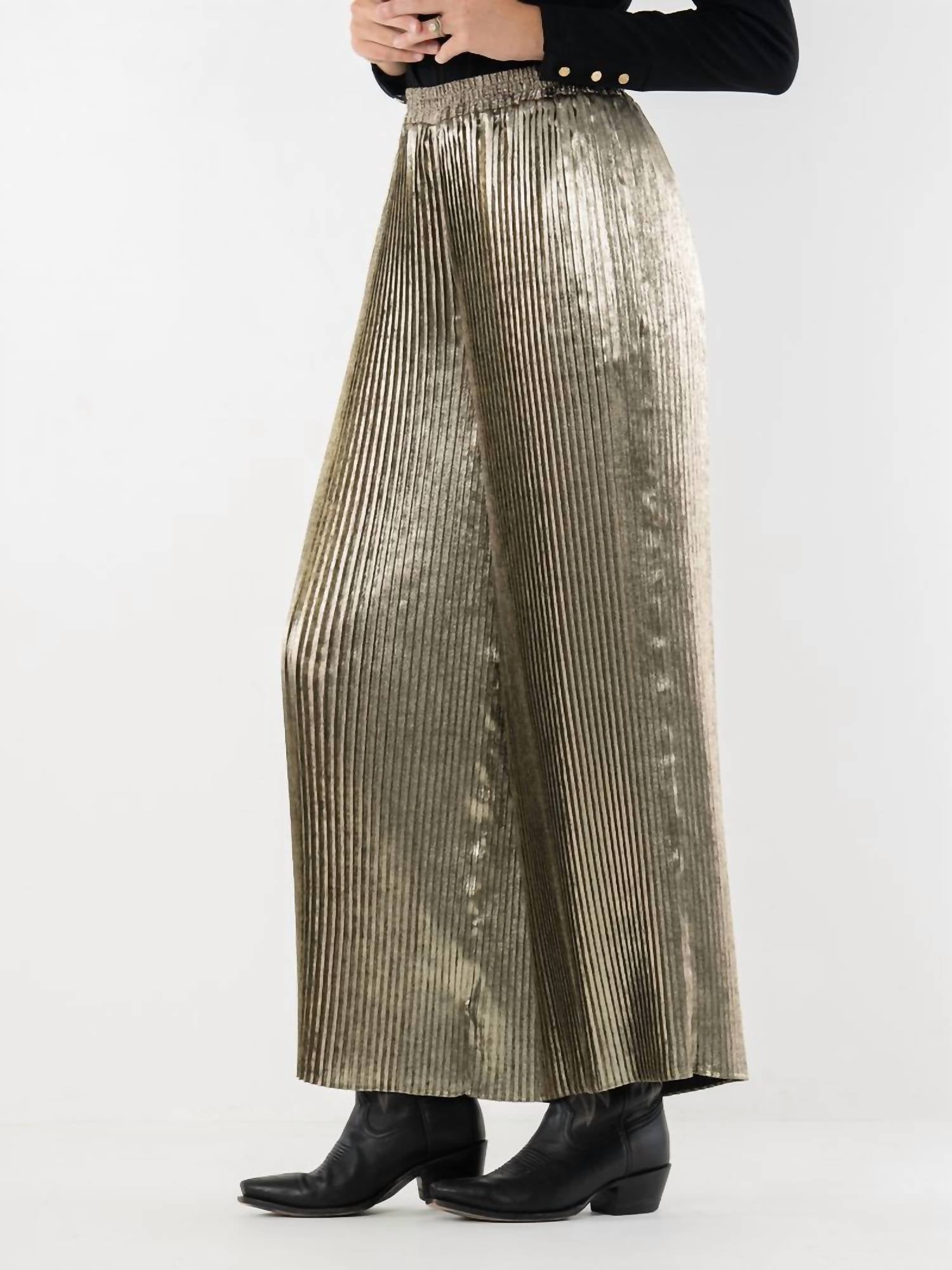 Emily Mccarthy - Pleated Metallic Pant