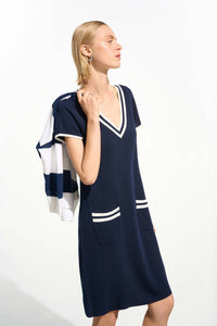 Joseph Ribkoff - Viscose Knit A-line Dress With Rib Trim