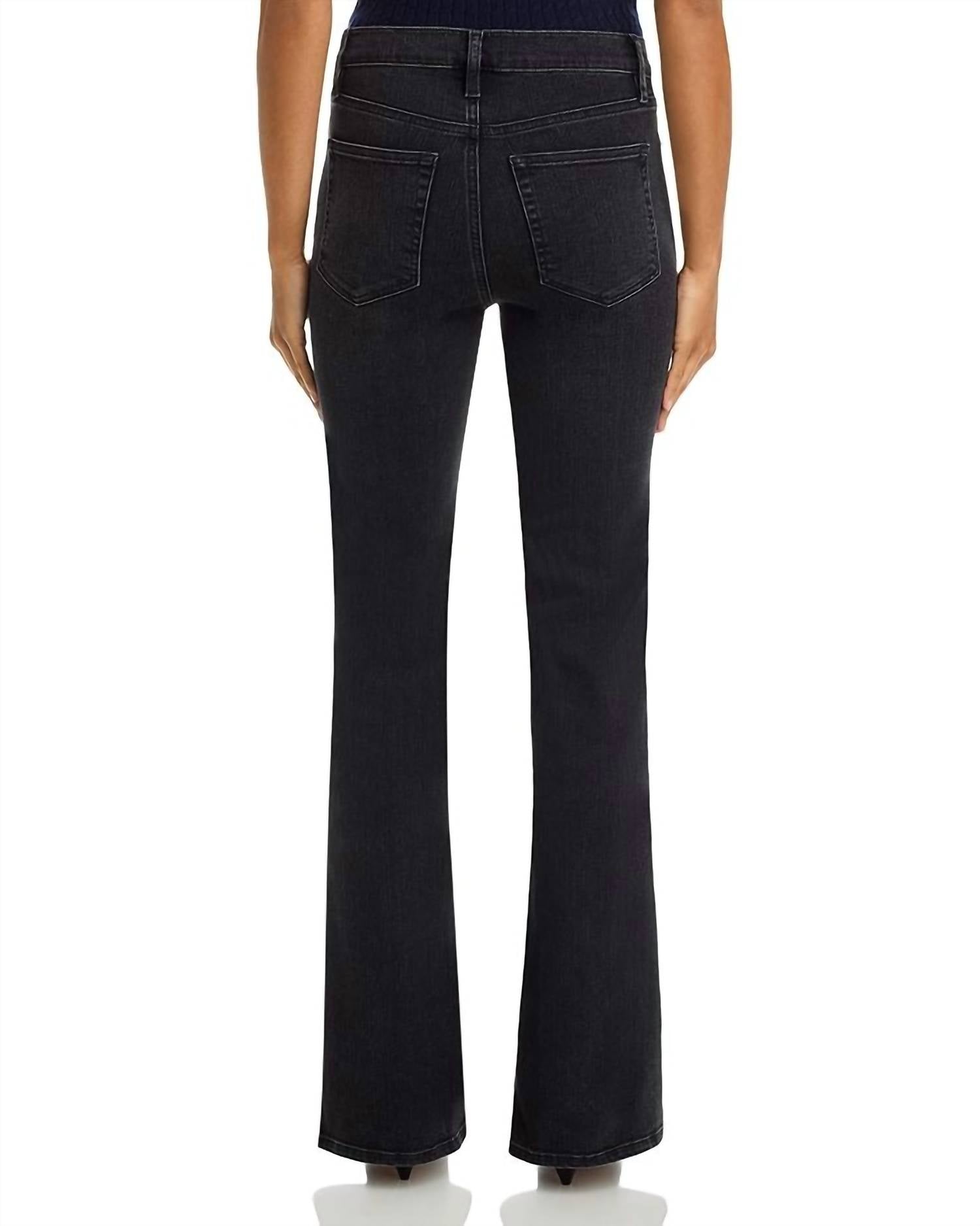 FRAME Icon High Rise Flare Jeans in meteor - women's jeans - detail view