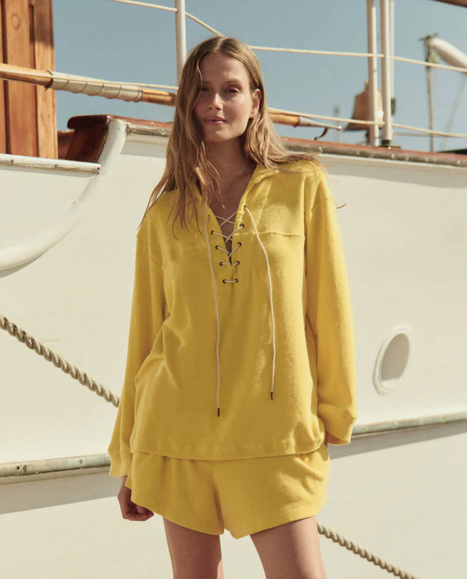 The Great. - The Micro Terry Lace Up Tunic