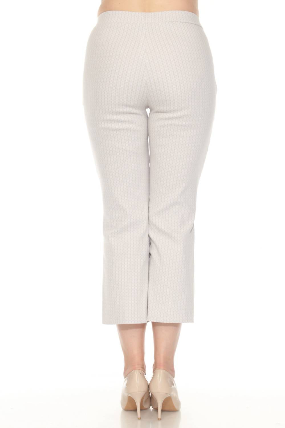 Joseph Ribkoff Jacquard Flared Cropped Pants in grey white - women's jeans - alternate view