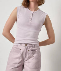 Lilla P - Sunwashed Cap Sleeve Henley Top