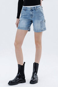 Vervet By Flying Monkey - Mid Rise Pocket Detail Wide Bermuda Shorts