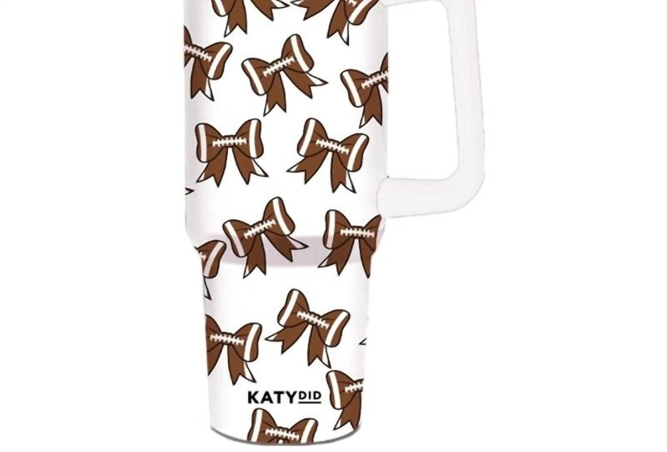 Katydid - Game Day Football Bows Printed Stainless Steel Tumbler 40 oz with Handle