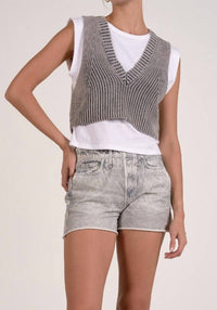 ELAN Women's Overlay Sweater Vest in grey - women's jacket - alternate view