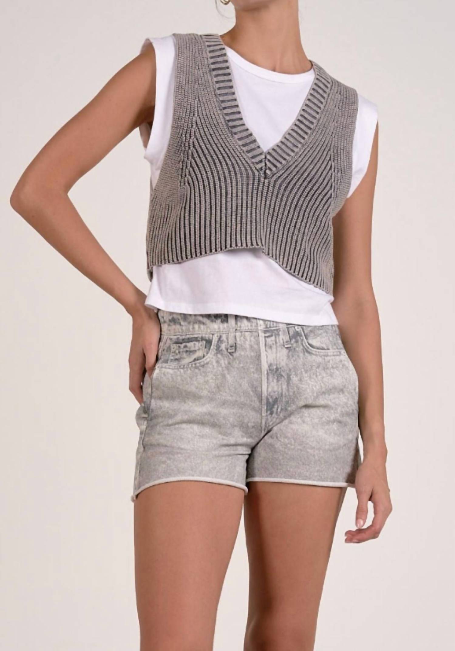 ELAN Women's Overlay Sweater Vest in grey - women's jacket - alternate view