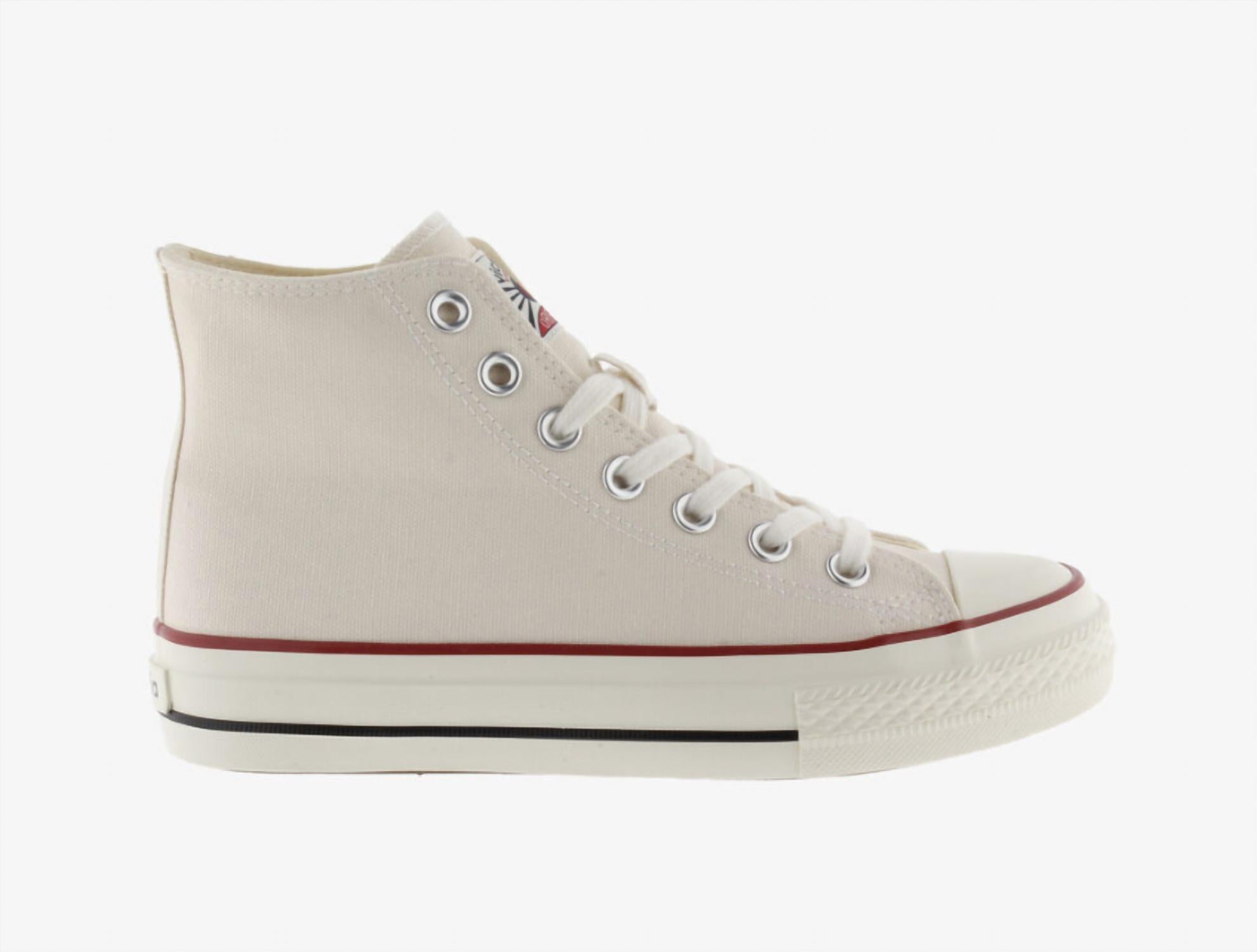 VICTORIA Women's Tribu Brillo Canvas Mid Boot Sneakers in crudo - women's sneaker - detail view