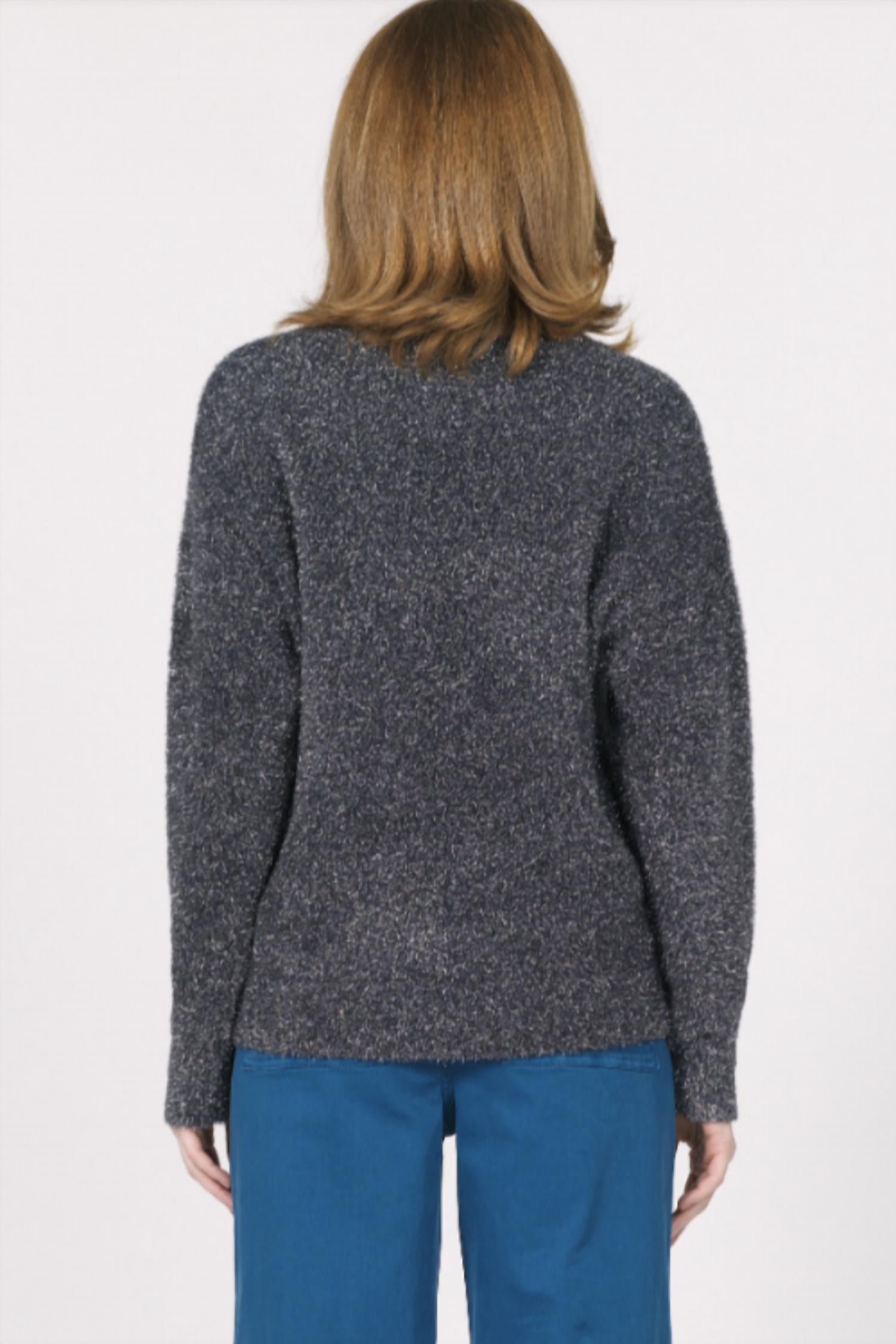 Another Love Jaylani Crewneck Sweater in silver nightfall - women's sweater - detail view
