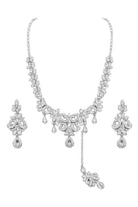 Donna Vinci Women's J102 Necklace And Earrings Jewelry Set in silver - women's jewelry - detail view