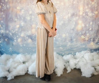 Abel & Lula Girl's Pleated Knit Pants Set in beige - item - detail view