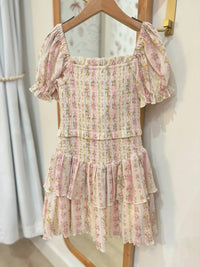 Katie J NYC Girls Printed Lainey Dress in floral stripe - kids' dress - detail view