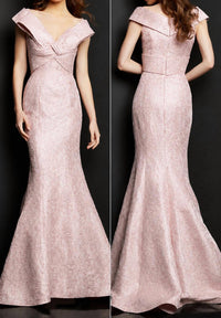 Jovani - Cap Sleeved Bow V-neck Gown